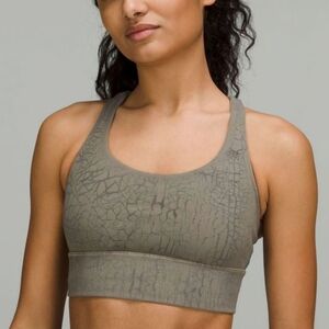 Lululemon Sports Bra Energy Longline Medium Support Thread Dye Rover Black Size6